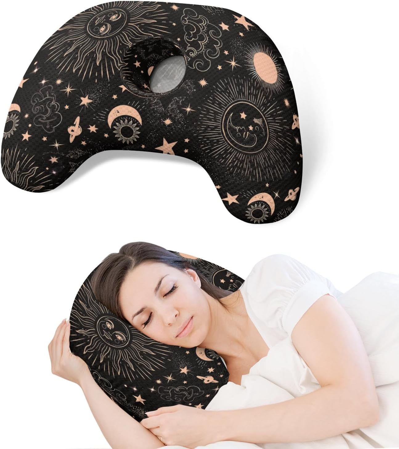 Ear Piercing Pillow with Ear Hole for Side Sleeper Relief Ear Pain,Cotton and Polyester Ear Pillows,Washable Ear Guard Pillow