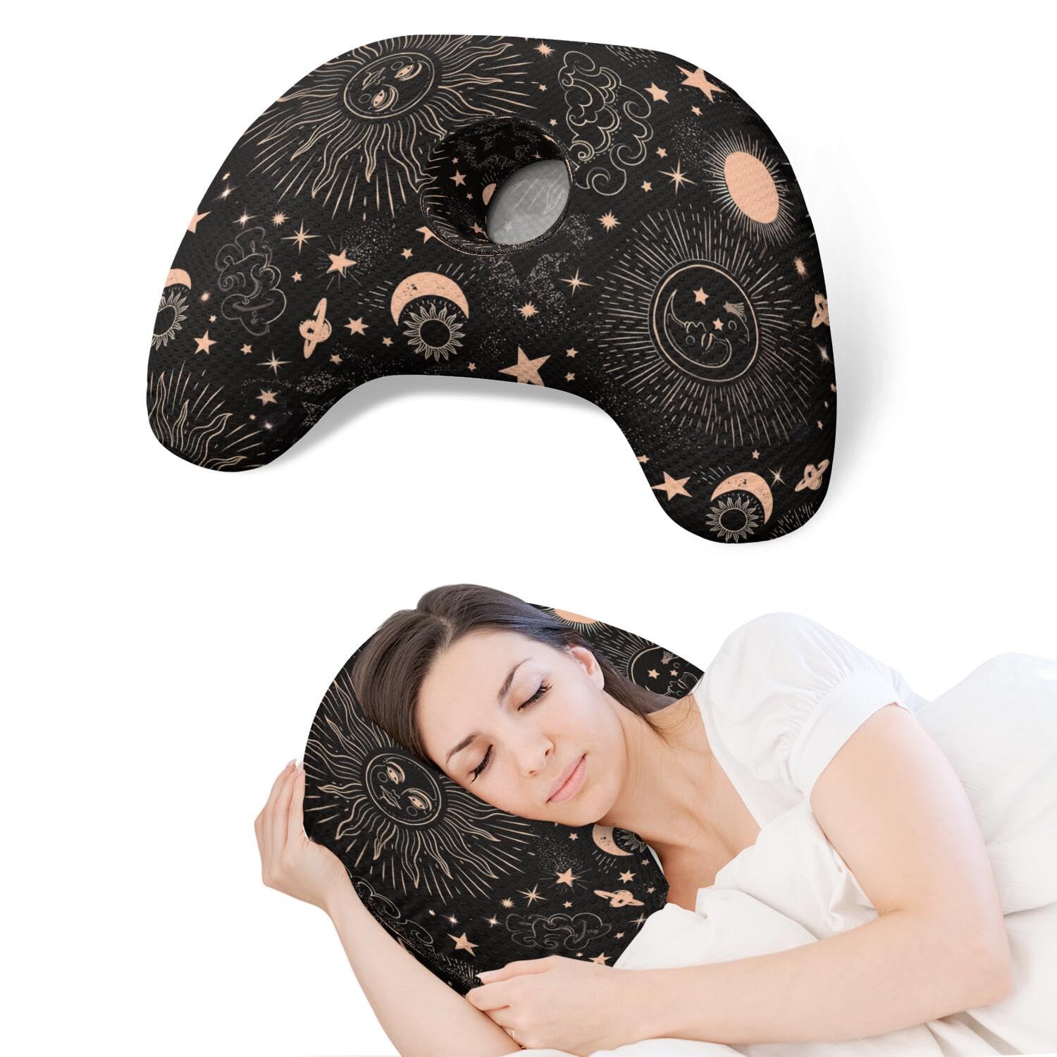 Ear Piercing Pillow with Ear Hole for Side Sleeper Relief Ear Pain,Cotton and Polyester Ear Pillows,Washable Ear Guard Pillow