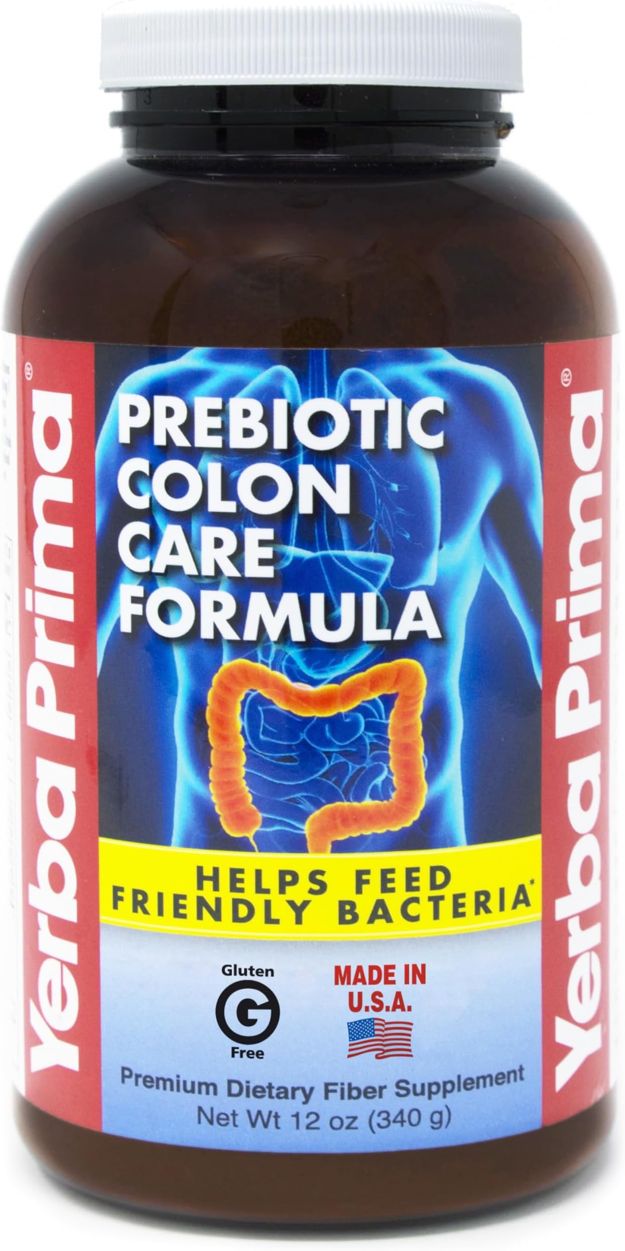 Yerba Prima Prebiotic Colon Care Formula Fiber Powder, 12 Ounce