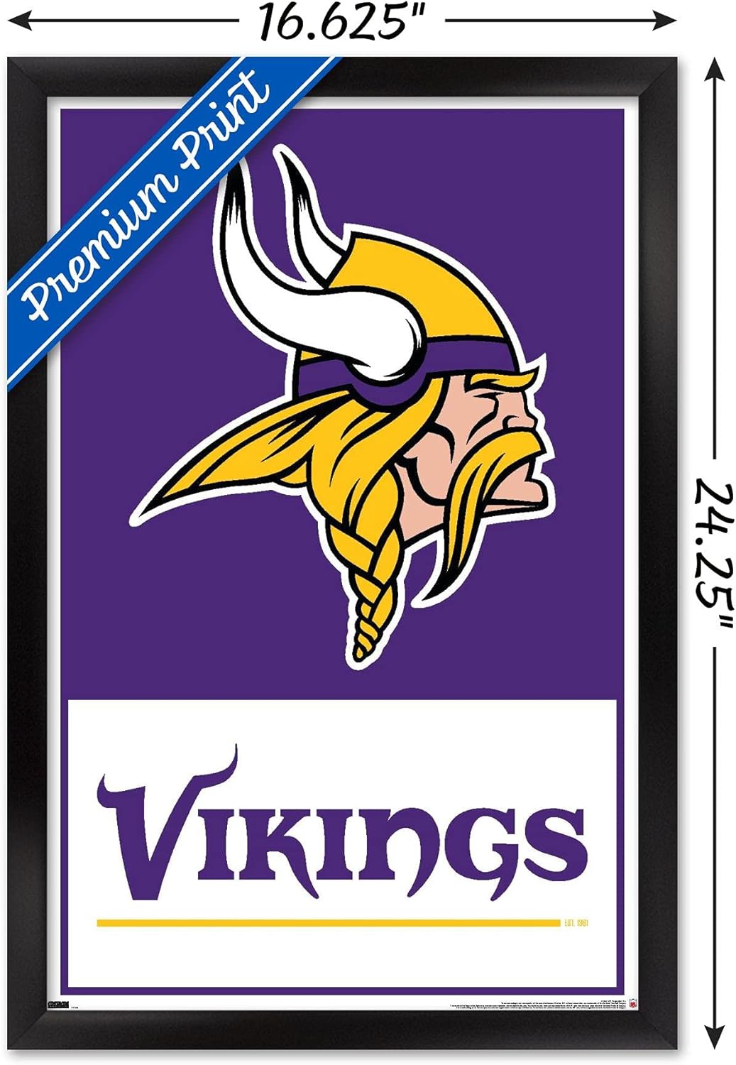 NFL Minnesota Vikings - Logo 21 Wall Poster, 22.4L" x 14.7W", Black Framed Version
