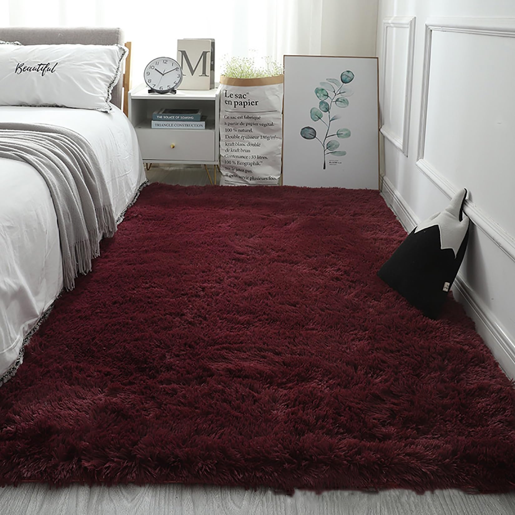 Tapis salon 120 x 220 cm lavable douce pile fin doux pour sol de cuisine