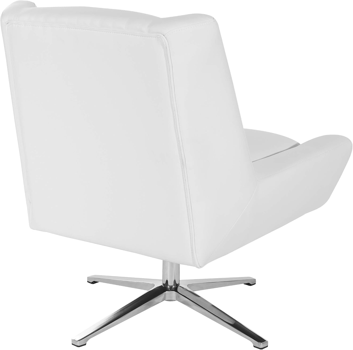 Office Star FL Series Faux Leather Swivel Guest Chair with Aluminum Base, White