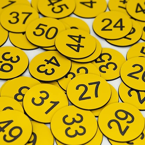 Miniatura 7 de StayMax Etiquetas de números de plástico grabadas sin agujero (1-100, amarillo)