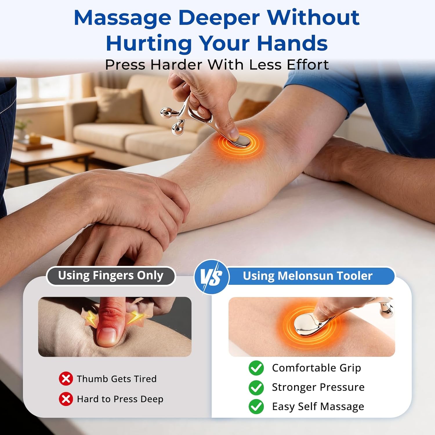 Melonsun Trigger Point Massage Tool & Gua Sha for Face & Body – All-in-1 Deep Tissue Muscle Scraper and Thumb-Saver Acupressure Tool for Facial Sculpting, Full-Body Massage, and Tension Relief