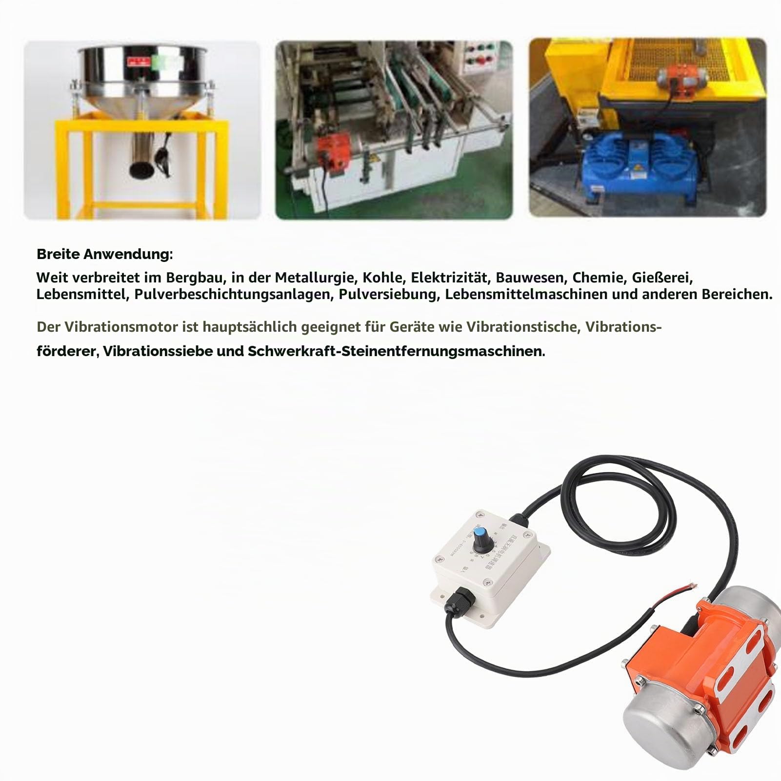 Vibrationsmotor 12V 50W Rüttelmotor Bürstenloser Gleichstrommotor 4000 U/min Einstellbare Geschwindigkeit IP65 für Betonrüttler Rütteltisch