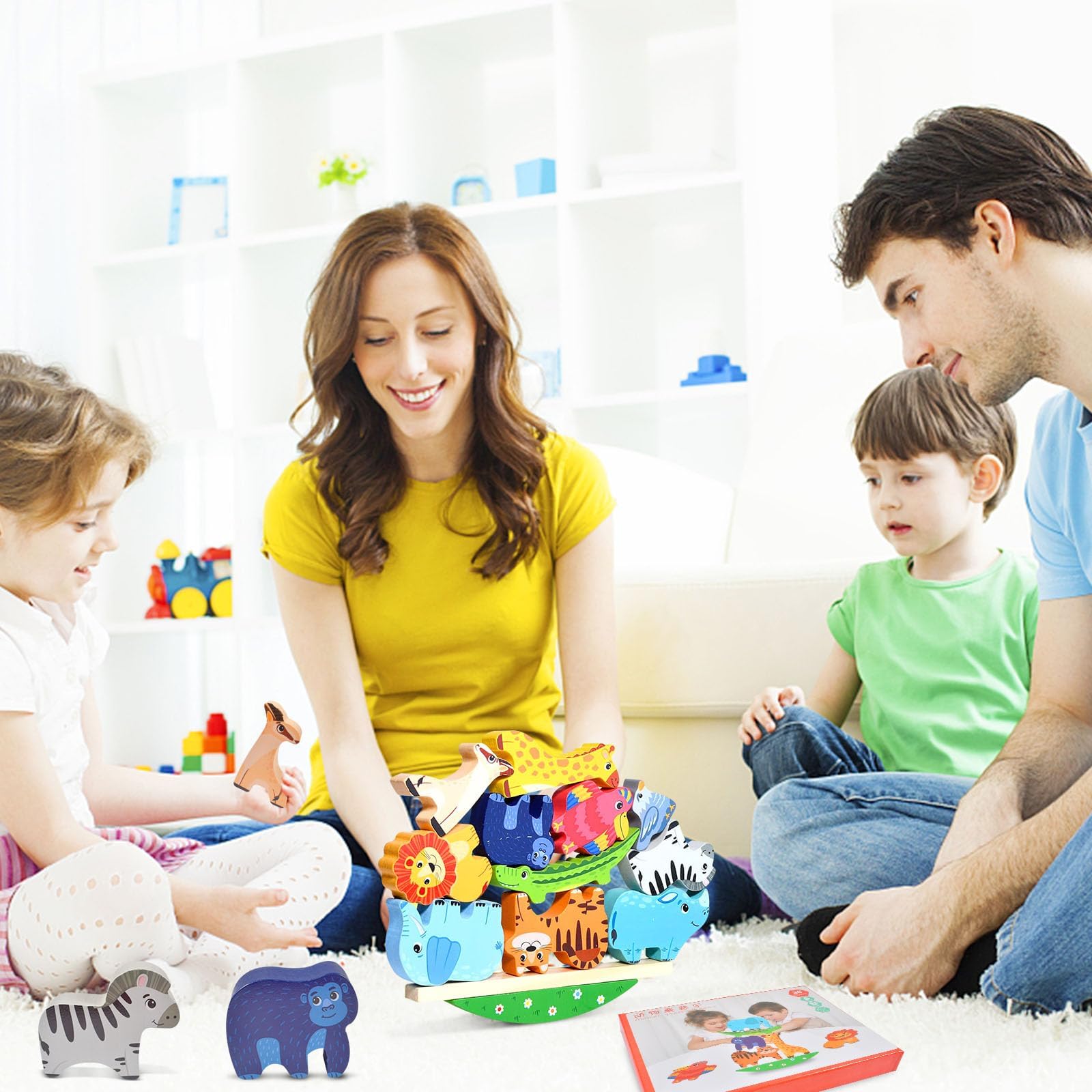 Jouet D’équilibre à Empiler En Bois – 12 Animaux Montessori, Pour 2-5 Ans, Aide à La Concentration