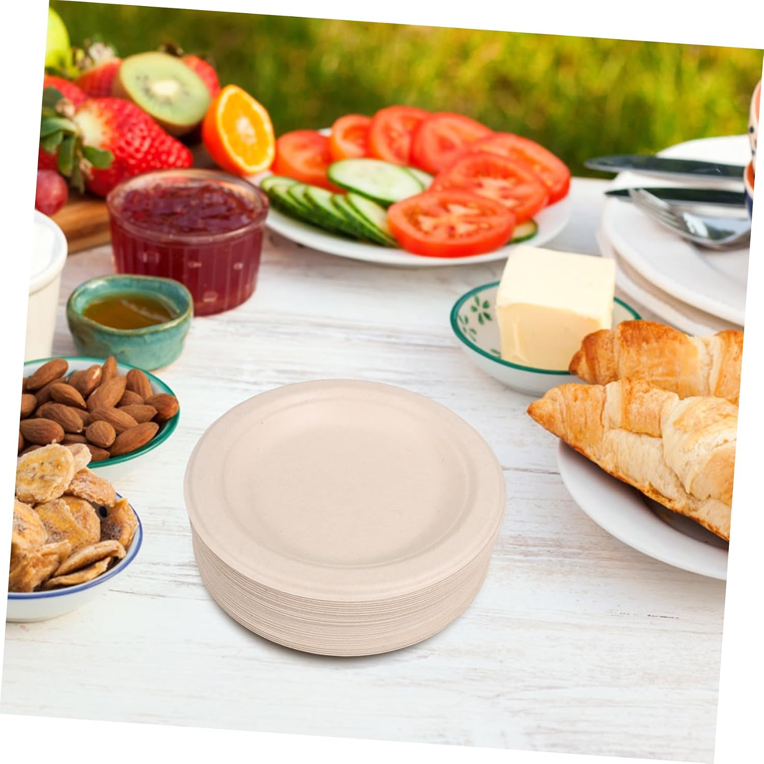 50pcs Biodegradable Oval Paper Plates Eco-friendly Party Dinnerware for Cakes Snacks and Appetizers Heavy-duty Disposable Tableware for Events and Gatherings