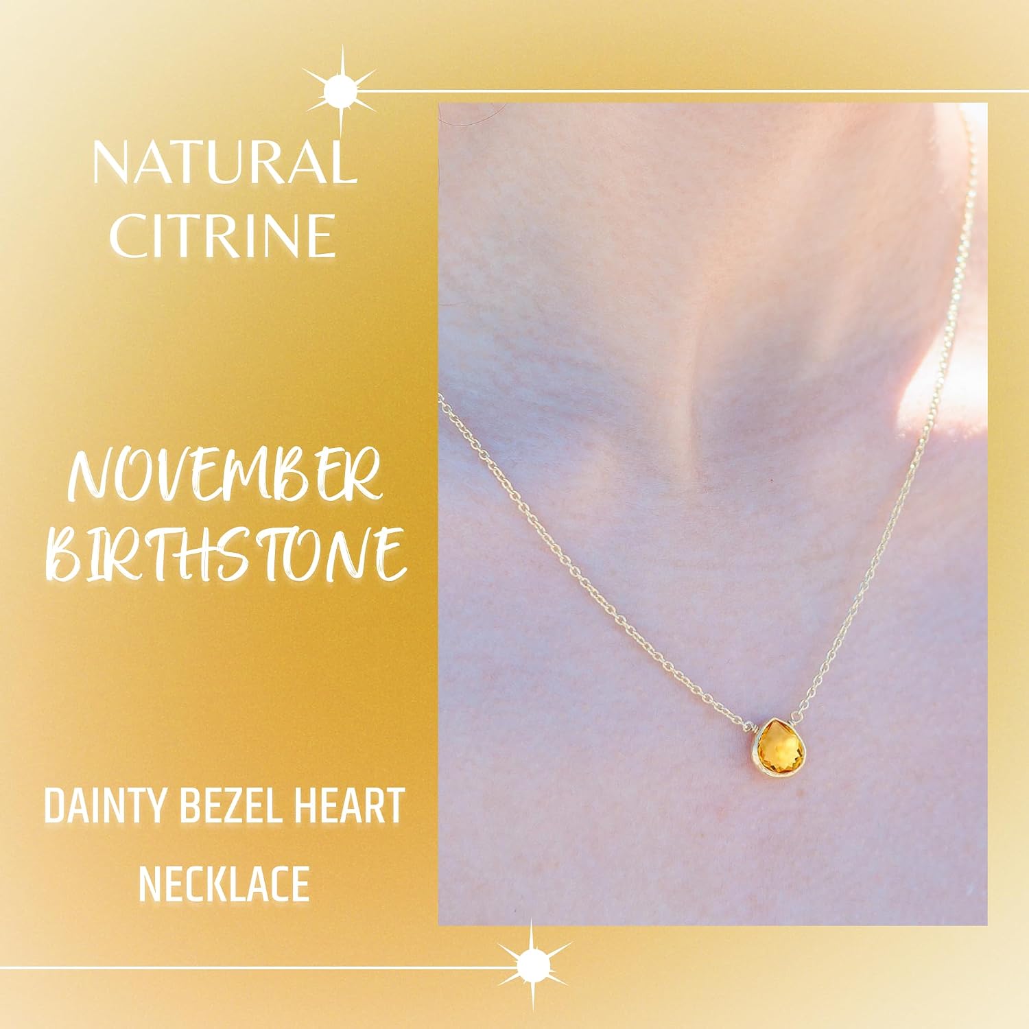 Necklace for Women, Premium Gold Heart Bezel Healing Crystal Necklaces - Tarnish Free 18K Gold Vermeil Certified S925 Classic Statement Gold Jewelry for Women - Mothers Day Gifts for Mom Wife
