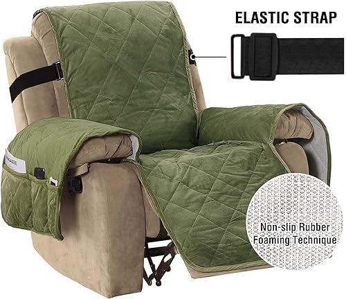 Vista 76 de H.VERSAILTEX Fundas reclinables acolchadas de terciopelo grueso para silla reclinable, funda de sofá reclinable con respaldo antideslizante y correa