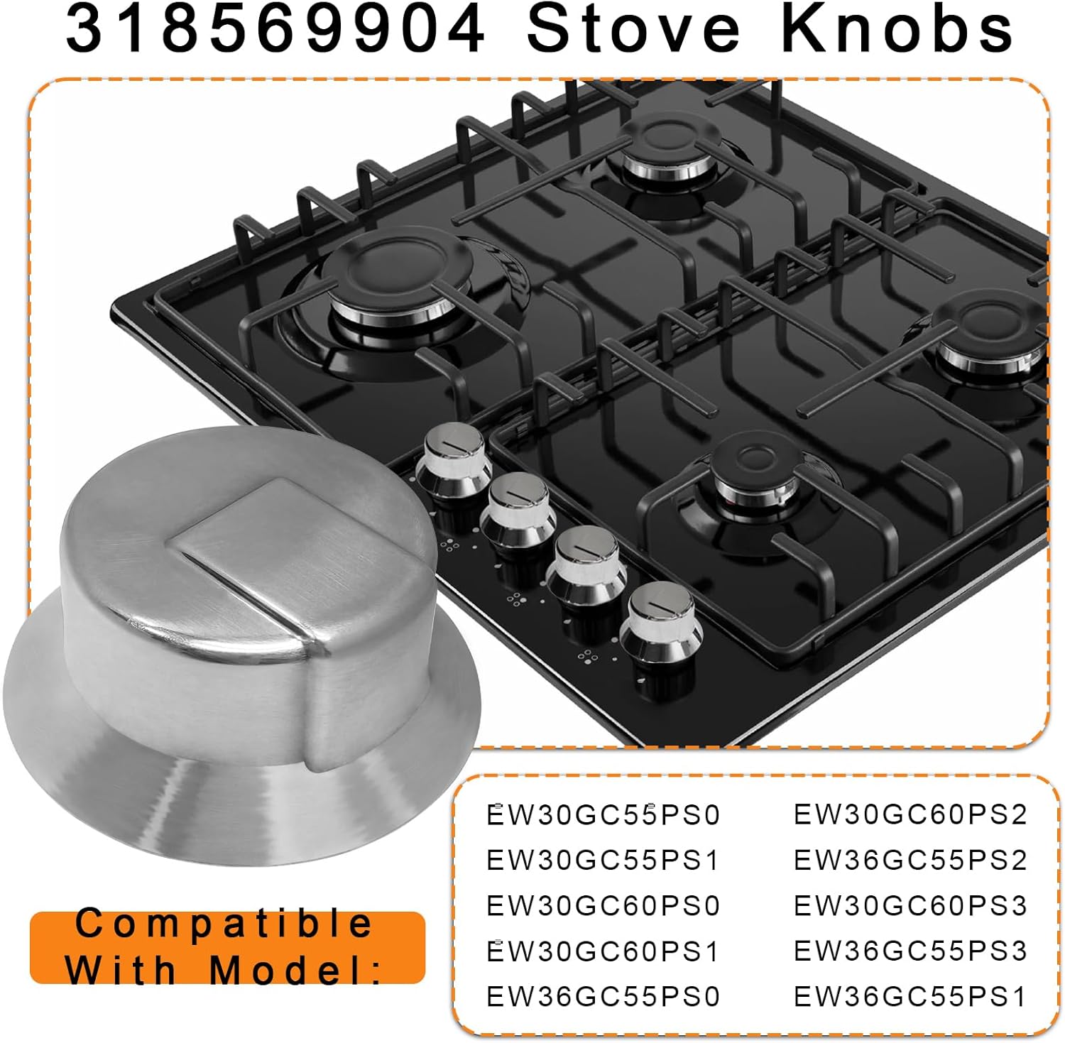 (5 Pack) 318569904 Stove knobs Replacement for Frigidaire Electrolux Range Burner Stove Knob Replaces 3514026 AP5809436 PS9495257 EAP9495257