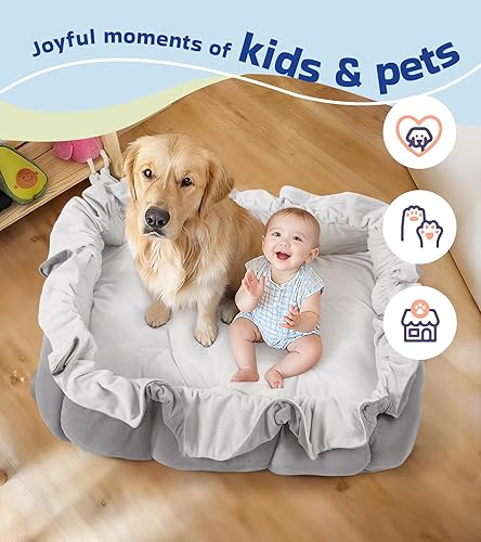 Miniatura 4 de Gimnasio convertible 5 en 1 para bebés, tapetes de juego para el suelo, tapete para el tiempo boca abajo con manta y 6 juguetes sensoriales, centro