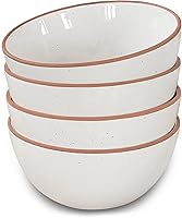 Mora 28oz Ceramic Cereal Bowls Set of 4, Vanilla White - Lead-Free, Scratch-Resistant, Oven/Microwave/Dishwasher Safe for Soup, Salad, Pasta