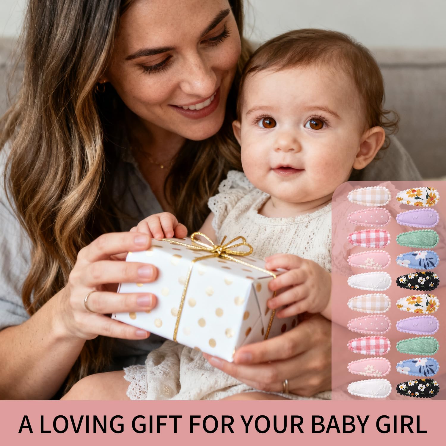 Lot de 20 barrettes pour tout-petits, imprimé floral, pinces antidérapantes en tissu, accessoires cheveux bébé fille (Style 1)