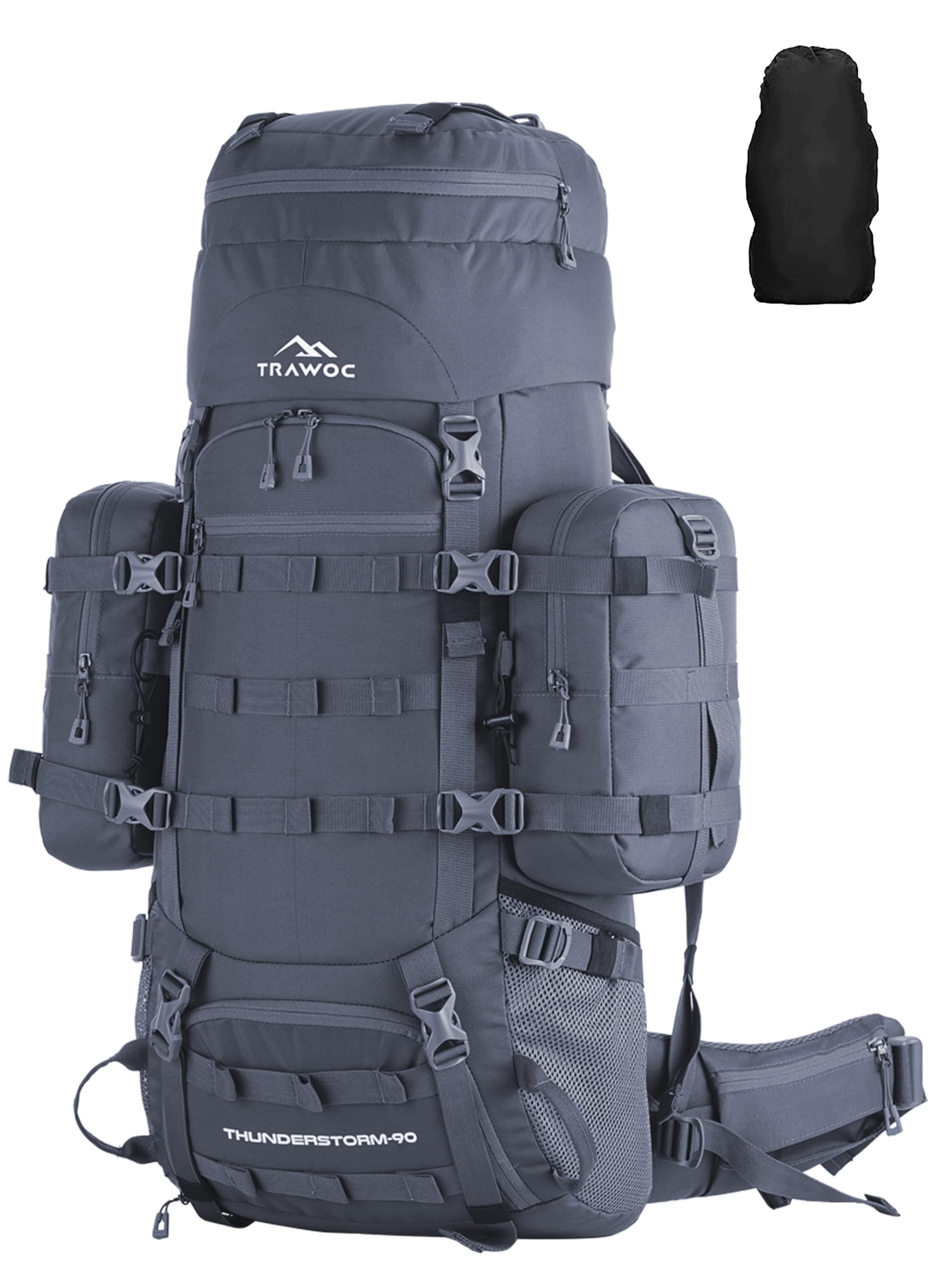 TRAWOC THUNDERSTORM 90L Internal Frame Rucksack for Men & Women Travel Backpack with Detachable Daypack/Camping Hiking Trekking Bag BHK008Max-picture-47