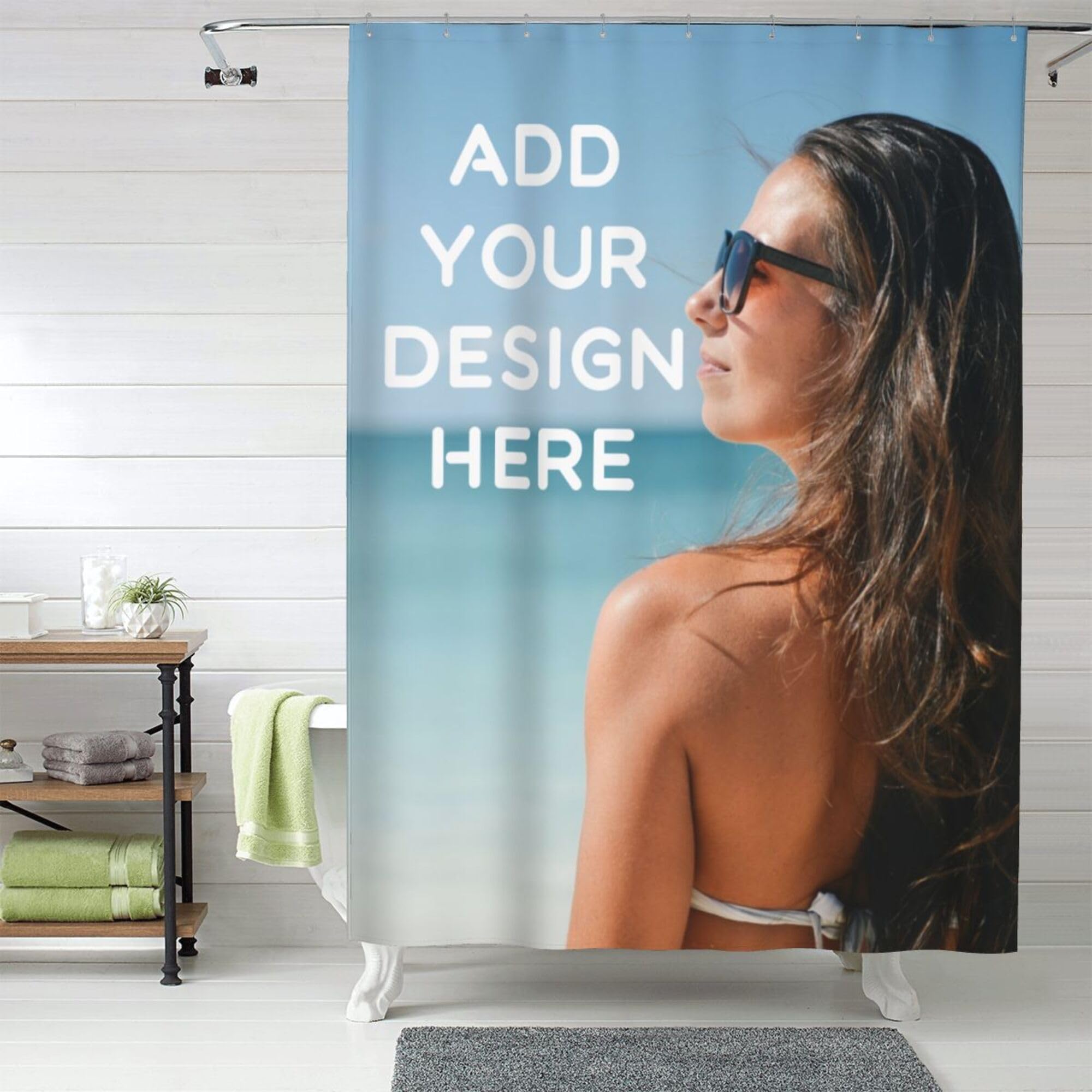 OHORTEB Custom Photo Shower Curtain, Personalized Picture Image Text Heavy Duty Waterproof Shower Curtain Set (60x72in)