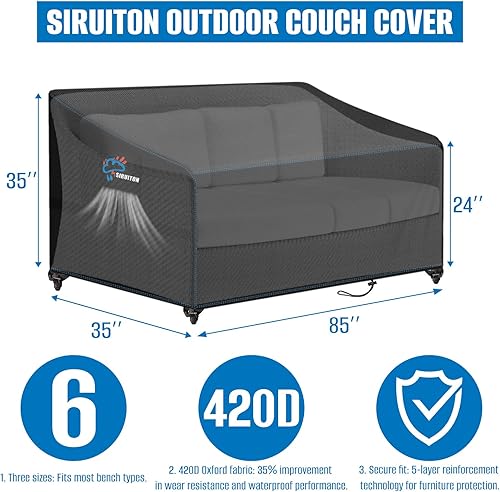 Miniatura 40 de SIRUITON Funda para sofá de 2 asientos, sofá biplaza, 51 pulgadas de ancho x 27 pulgadas de profundidad x 35 pulgadas de alto, funda impermeable