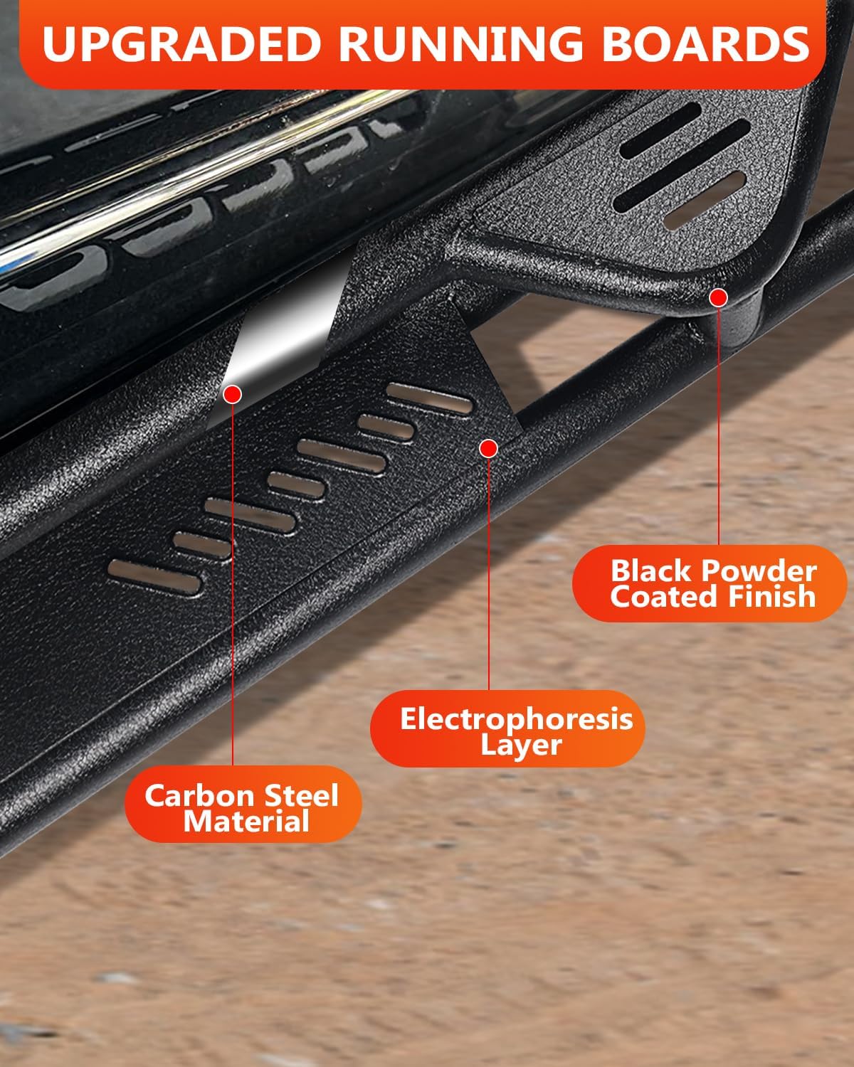 Running Boards for Silverado Double Cab, Drop Side Step Steel Nerf Bar Compatible with Chevy Silverado/GMC Sierra 1500 2007-2018, 2007-2019 Silverado/Sierra 2500HD/3500HD