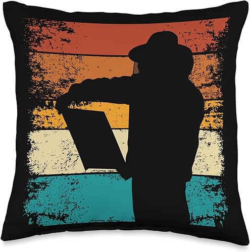 Beekeepers Naturals Bee Pollen Honey Making Accessories Beekeeping Gloves Retro Bees Throw Pillow, 16x16, Multicolor