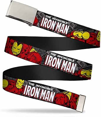 Buckle-Down Marvel Hundeleine – Iron Man Comic-Design, 1,8 M Lang, 2,5 Cm Breit, Aus Nylon Mit Edelstahl