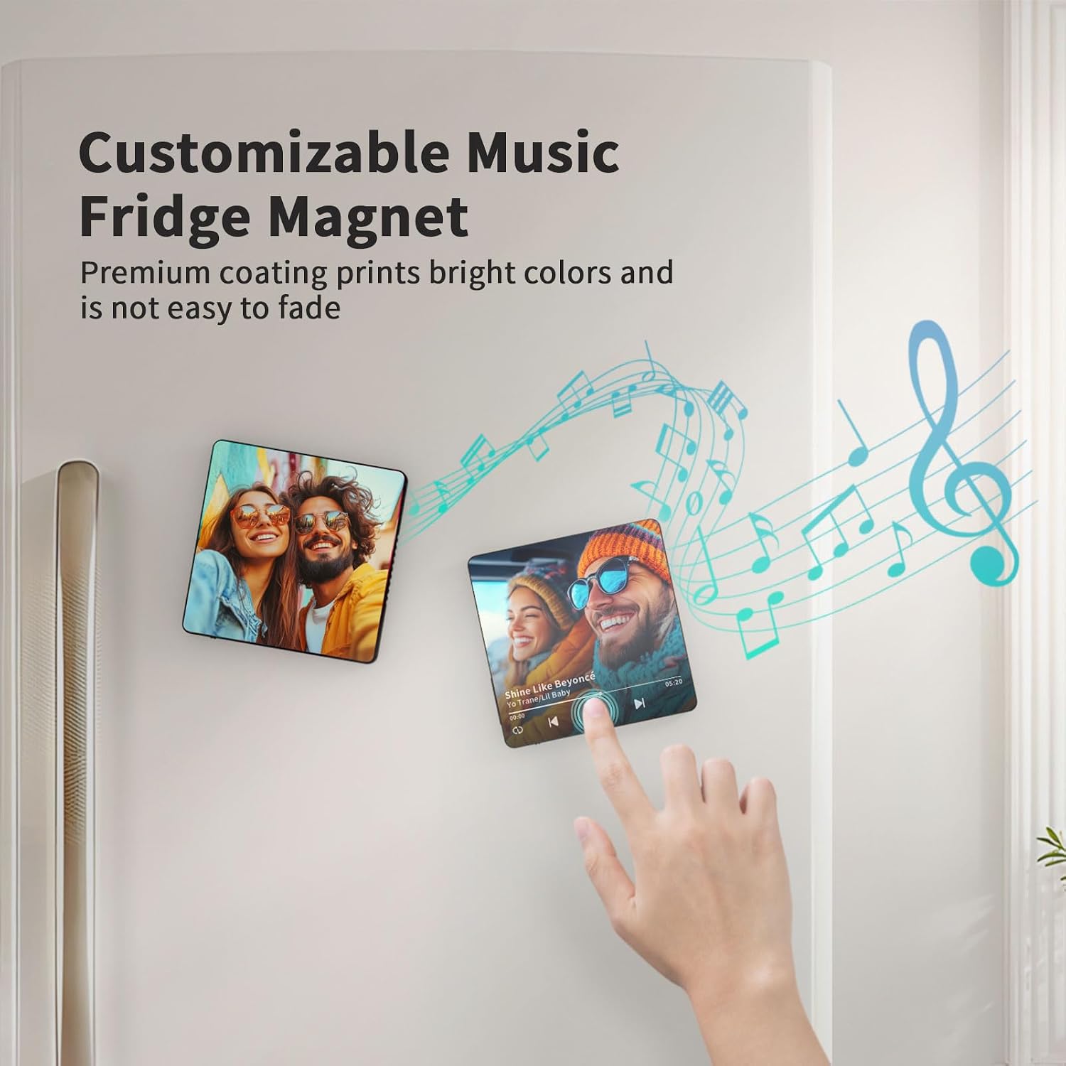 PYD Life 2 Pack Sublimation Music Fridge Magnet Blanks Black,3.93"x3.93" Album Refrigerator Magnets,Built-in Music Can Play Songs for Heat Press Machine Printing,Customizable Gifts for Him/Her
