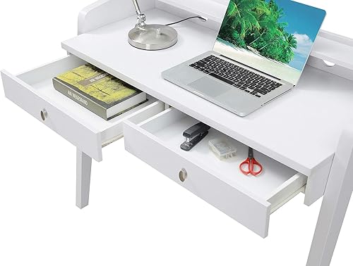 Miniatura 38 de Convenience Concepts Newport Deluxe - Escritorio de 2 cajones con estante, color marfil Marfil,Negro -,Espresso,Gris(Weathered