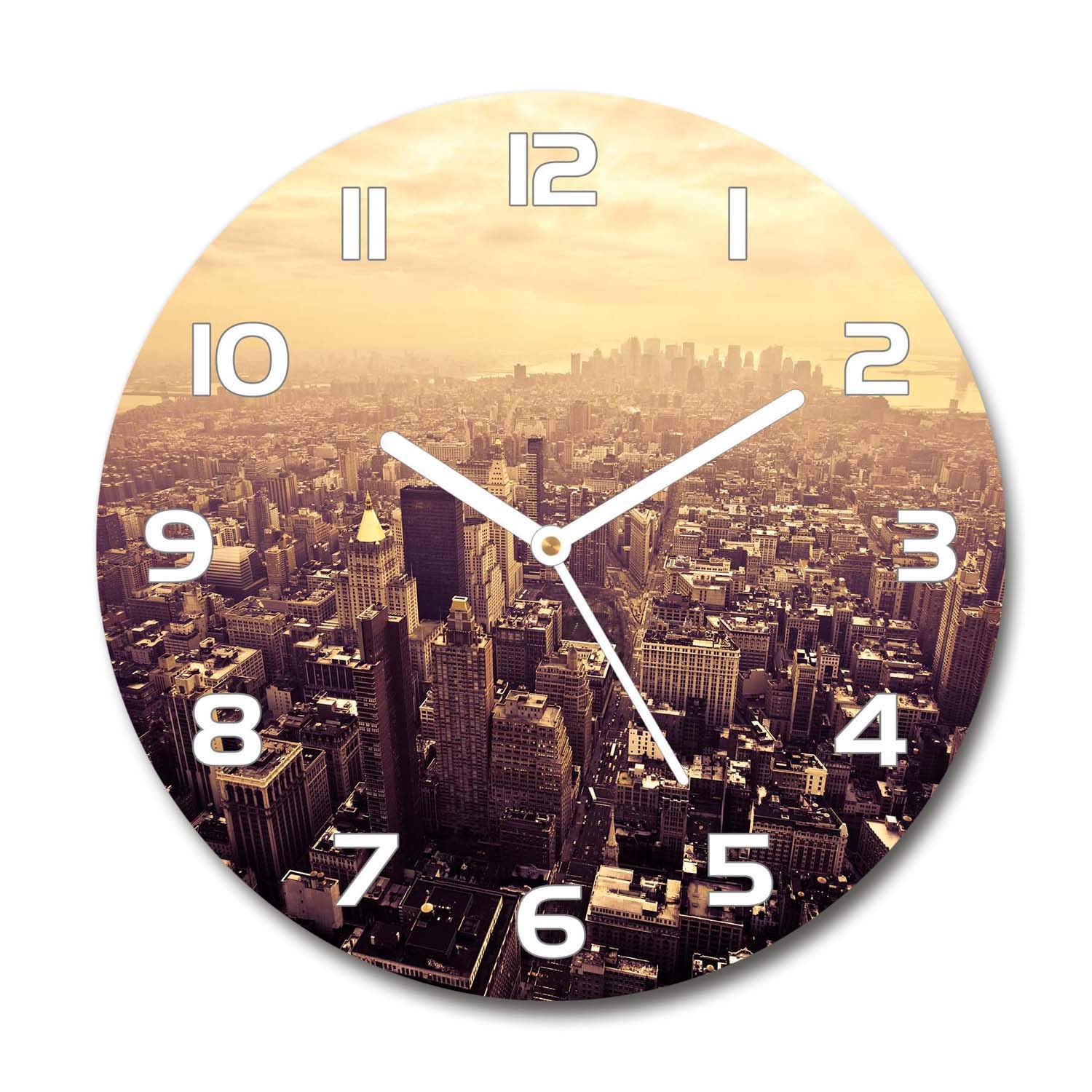 Horloge murale salon silencieuse en verre 60x60cm Tulup New York Manhattan
