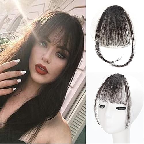 Miniatura 7 de Flequillo con clip, extensiones de cabello humano 100% real, flequillo francés, fleco con sienes, extensiones planas y ordenadas, gruesas, para