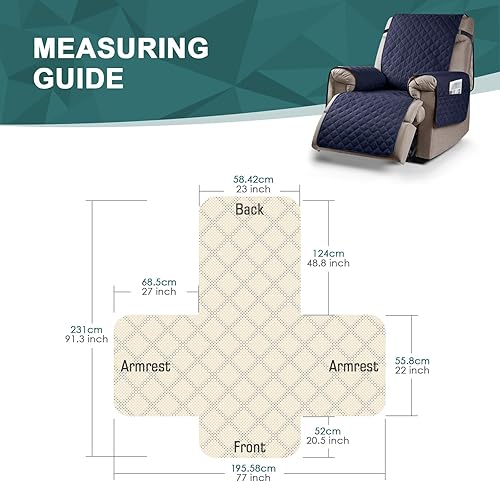 Miniatura 2 de Ruaozz Funda para silla reclinable 100% impermeable, antideslizante, funda de asiento para silla reclinable, lavable, con correas elásticas para