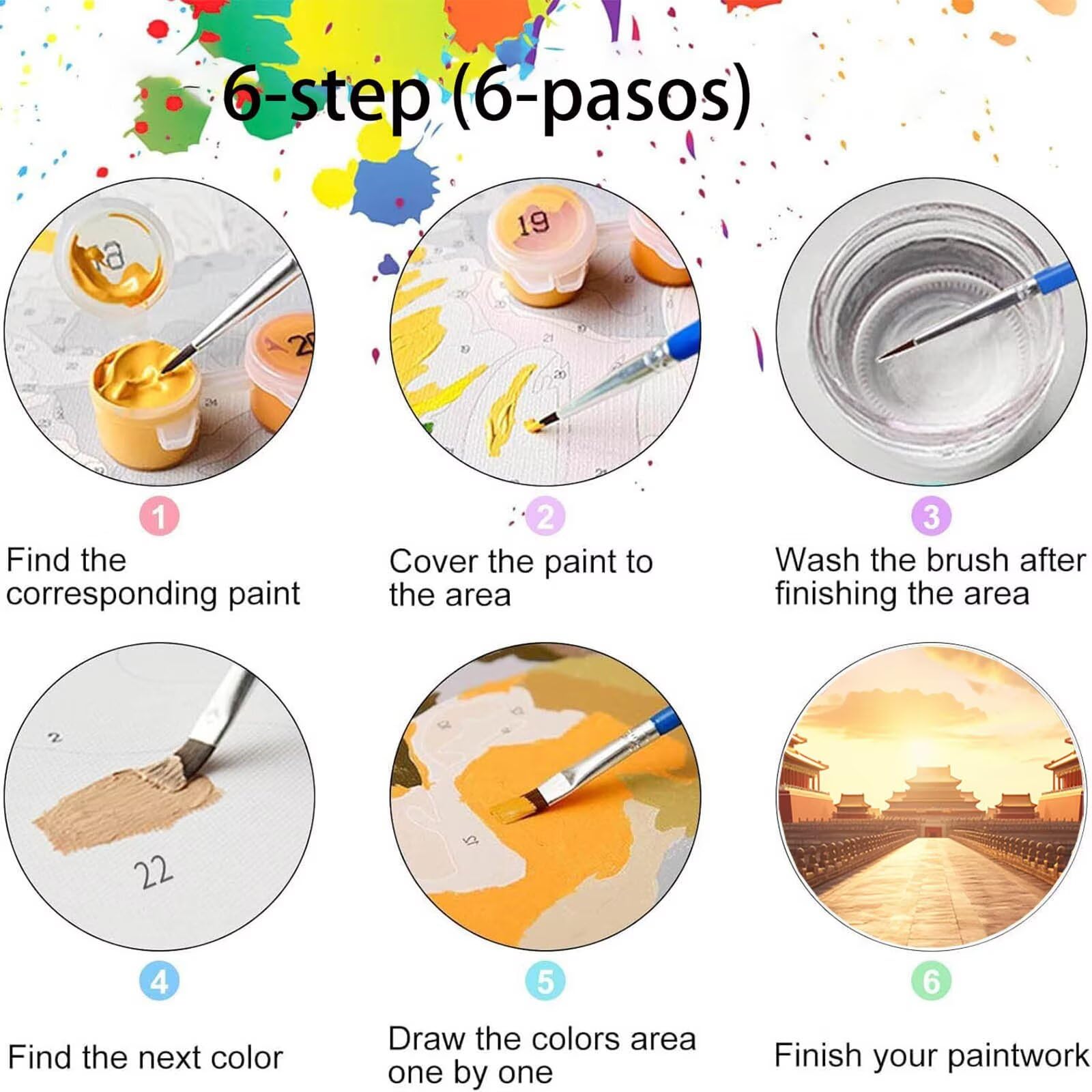 Pintar por Numeros Adultos Ciudad Prohibida, Pintar por Numeros Niños Kit Manualidades Adultos Paisaje Cuadros para Pintar por Numeros Pintura Acrílico,Cuadros Decoracion Salon Modernos 80X160cm 7-F-E