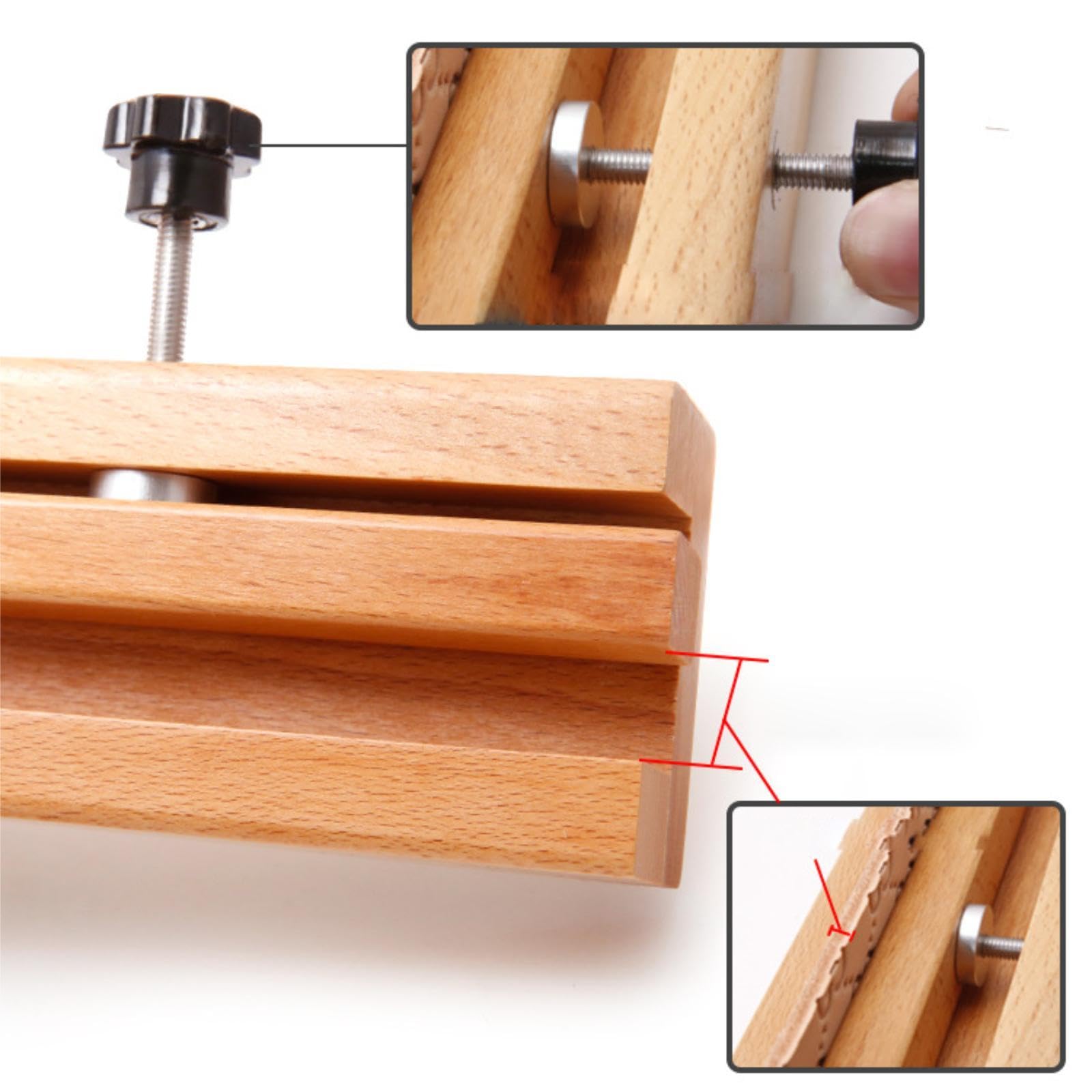 Pinza de Cuero de Madera Hecha a Mano con Costuras de Cuero, Ajustable Y Multifuncional.