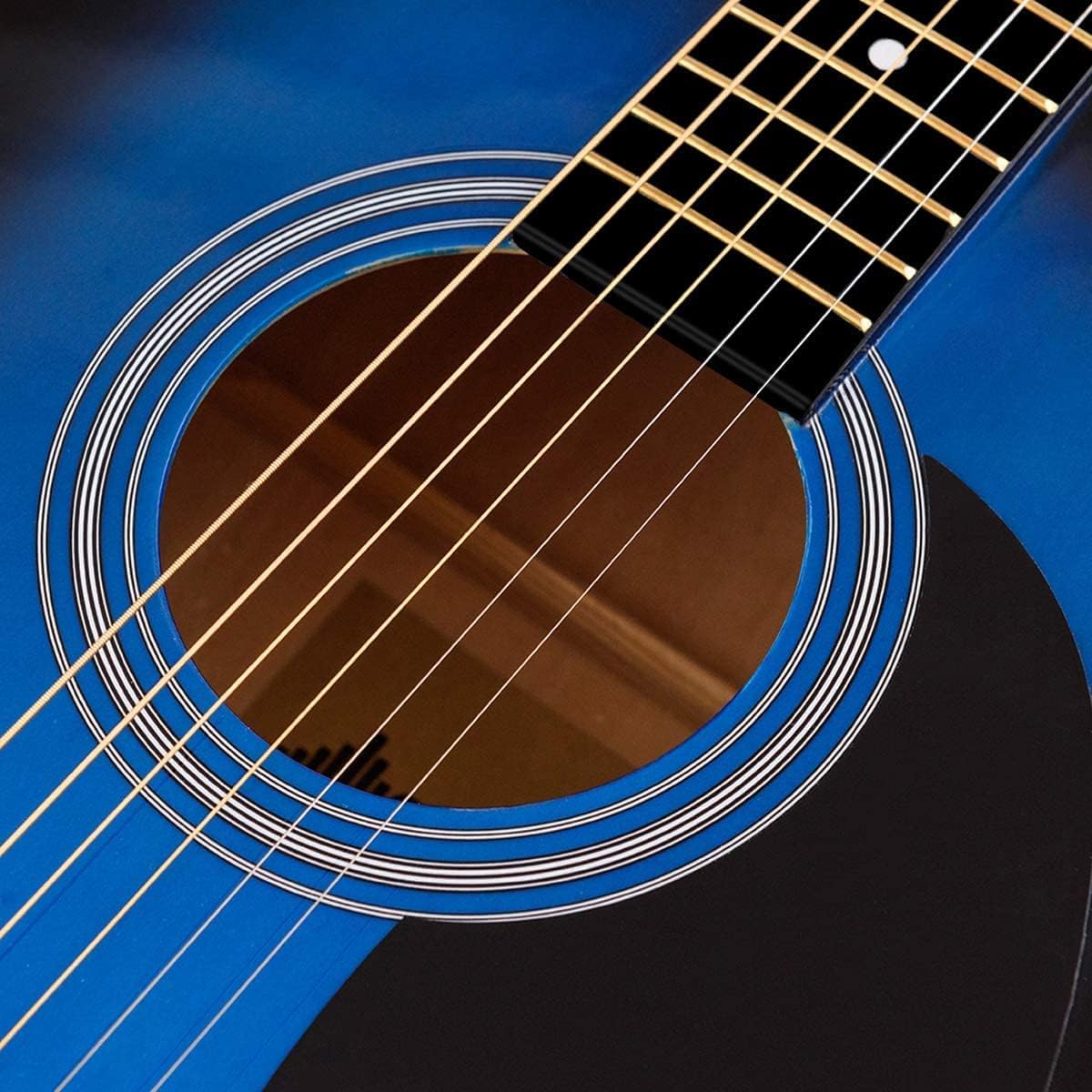 GLACER 41” Beginner Acoustic Guitar, Full-Size All Wood Guitar Starter Set w/Gig Bag, Shoulder Strap, Extra Strings, Pick, Ideal for Kids, Youth, Adult (Blue)