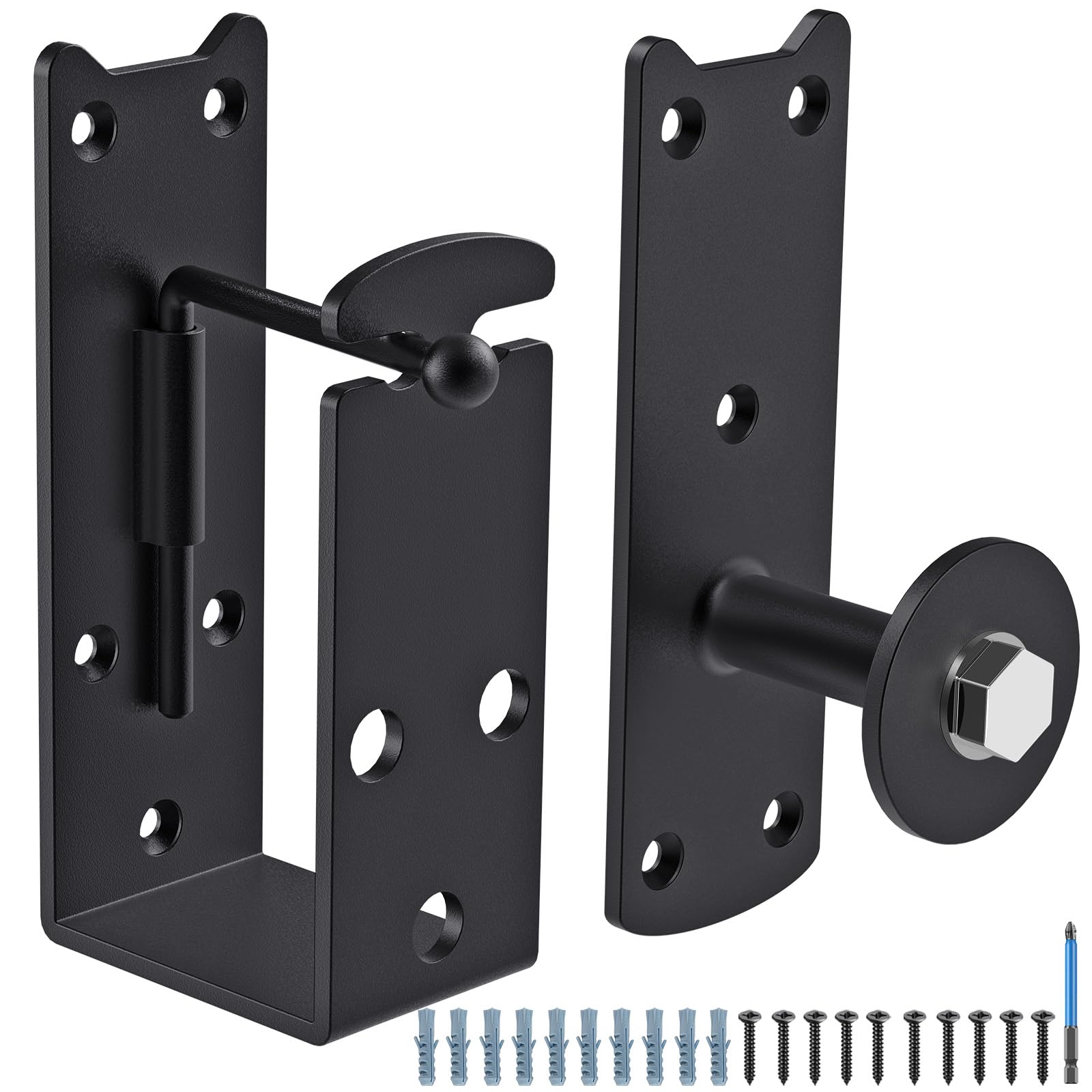 Dolibest 2er Tür Barricade Klammern, Tor U Winkel Halterung Stangehalter Türschloss Metallwinkel 360 Drehbar für 106.6 x 53.5mm Lumber Innen Außen Haus Garten Garage Scheune Sicherheitstürschloss