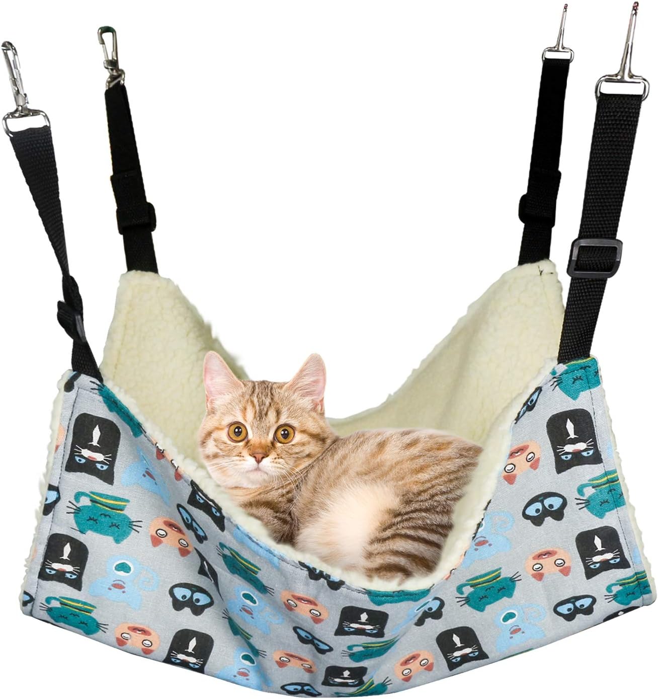 YMTECH Cat Hammock Bed - Pet Cage Hammock with Adjustable Straps, Suitable for Cats, Puppies and More Small Animals