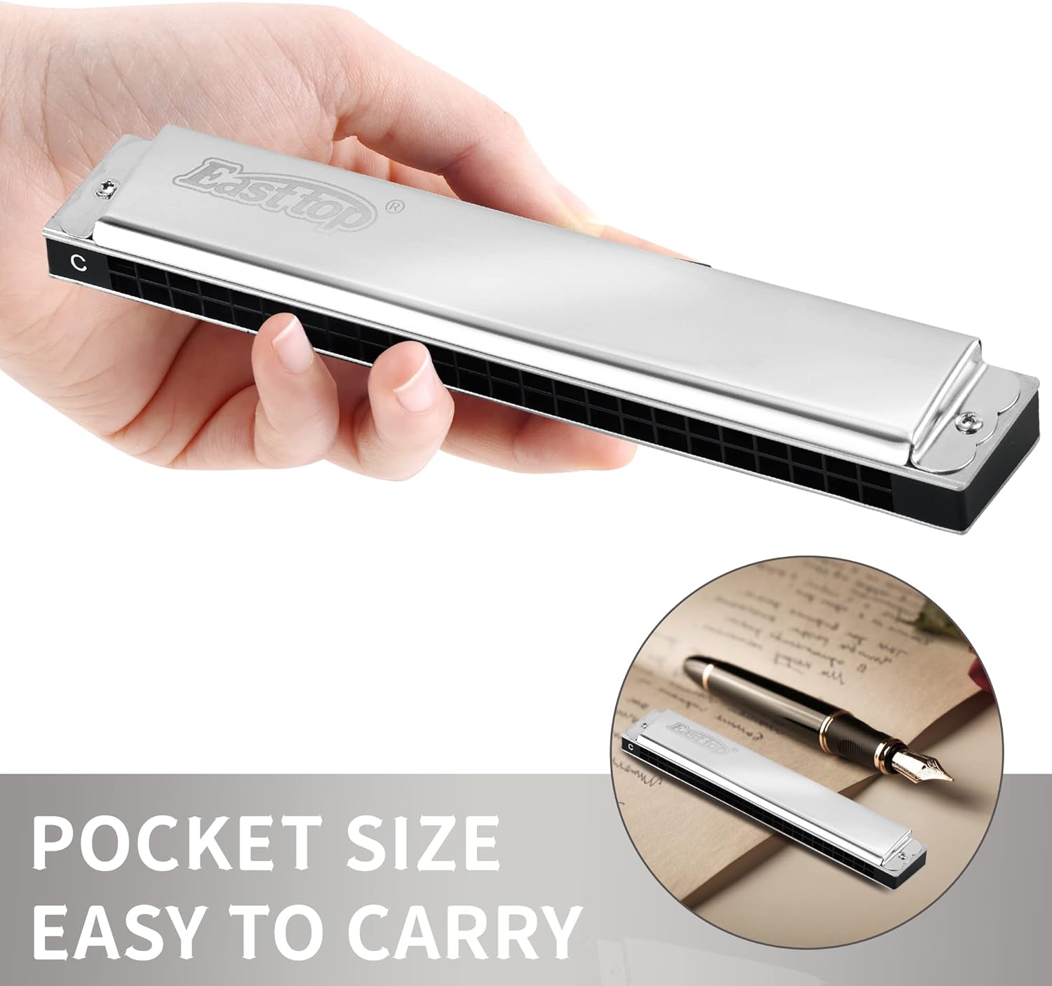 East top 24 Holes Professional Tremolo Harmonica Musical Instrument for Adults (T2403-C)