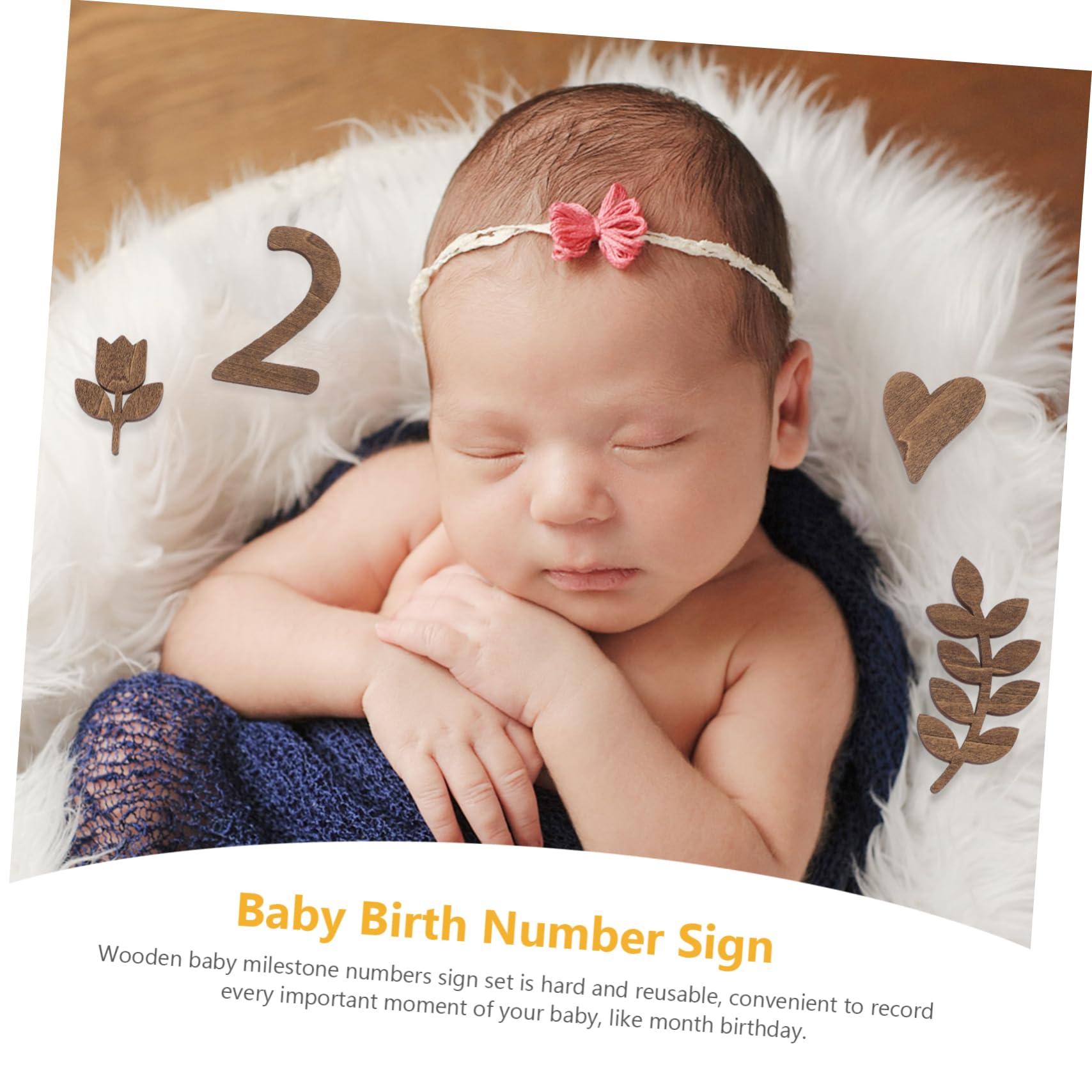 Holz Babyzahlen Geburtsanzeige Requisiten Foto-accessoires für Junge Mädchen Babybausteine aus Holz Babymonatsschild