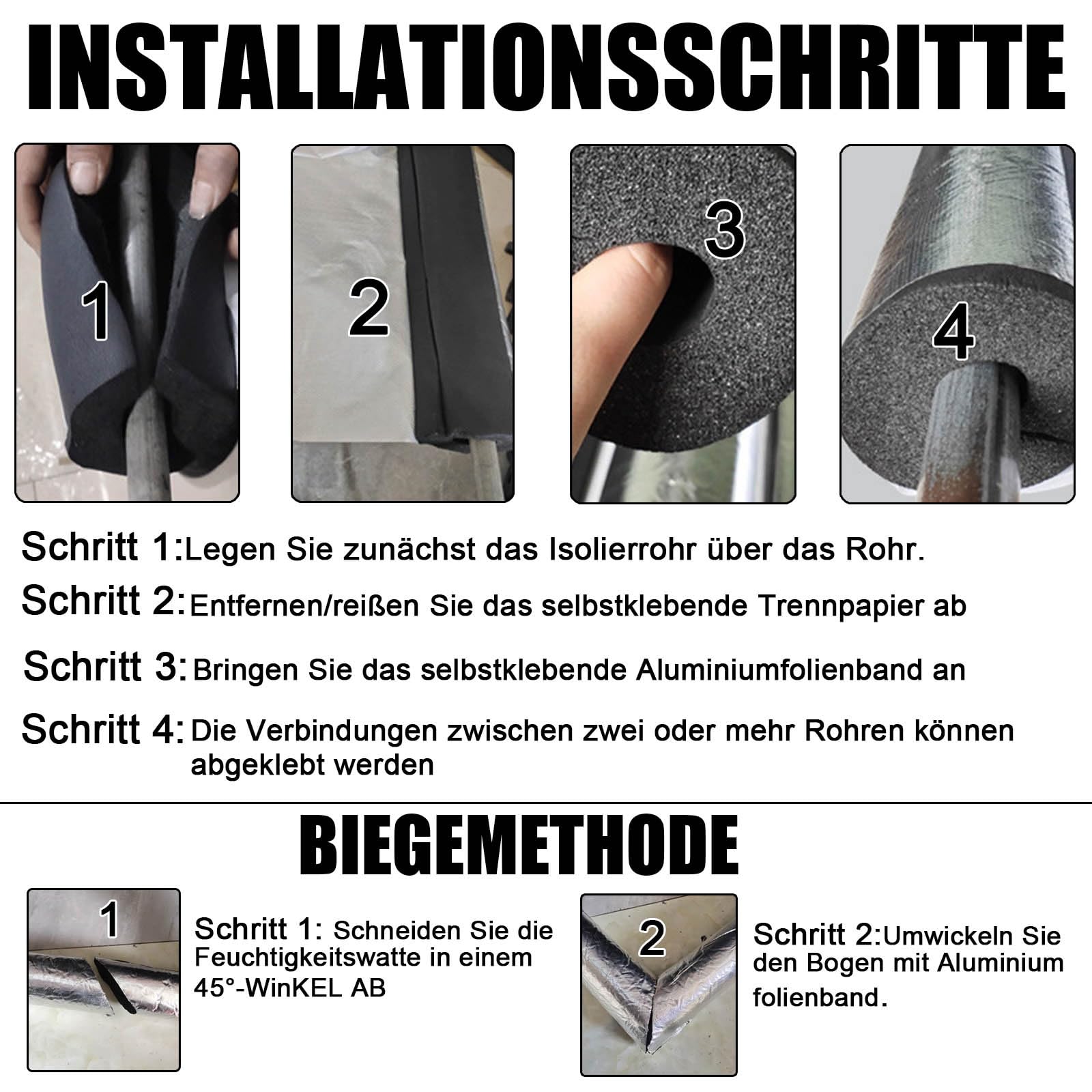Industrie-Rohrisolierung Ø16mm - 273mm Selbstklebende Schaumstoff Rohr Isolierung Heizungsrohre Weichschaum Rohrdämmung für Kupfer-, Kunststoff- & Stahlrohr(ID273mmXT30mmX95cm)