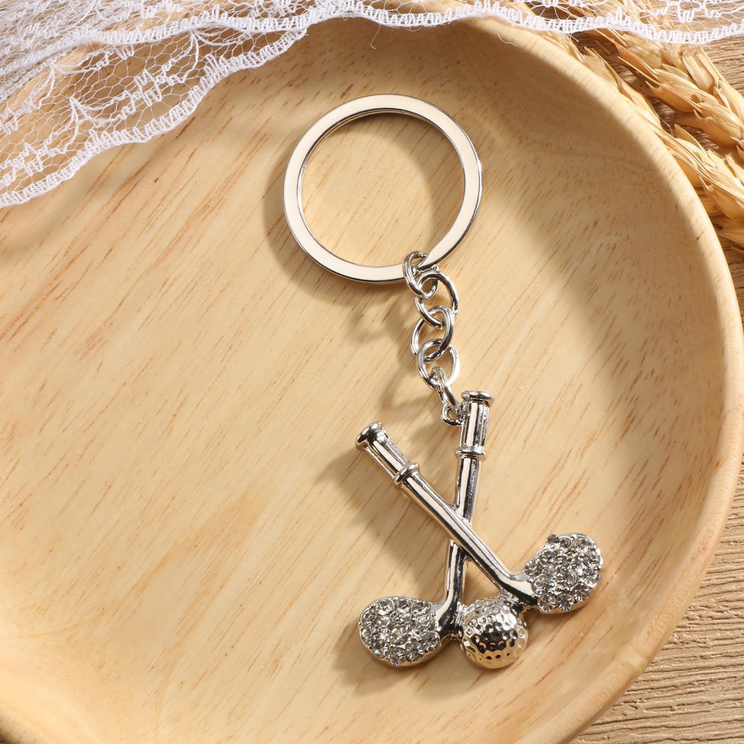 Golf Keychain with Rhinestone Ball and Club Bling Keycharm for Women Elegant Golf Lover Gift - Image 4