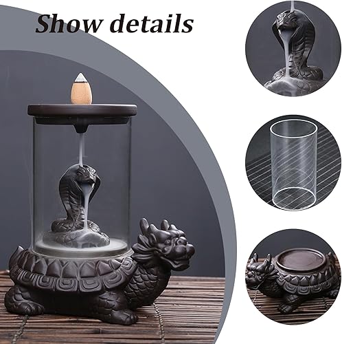 Miniatura 2 de Inense Burner - Cascada para incienso, soporte de incienso con luz LED y cubierta acrílica resistente al viento, con 20 conos de incienso de