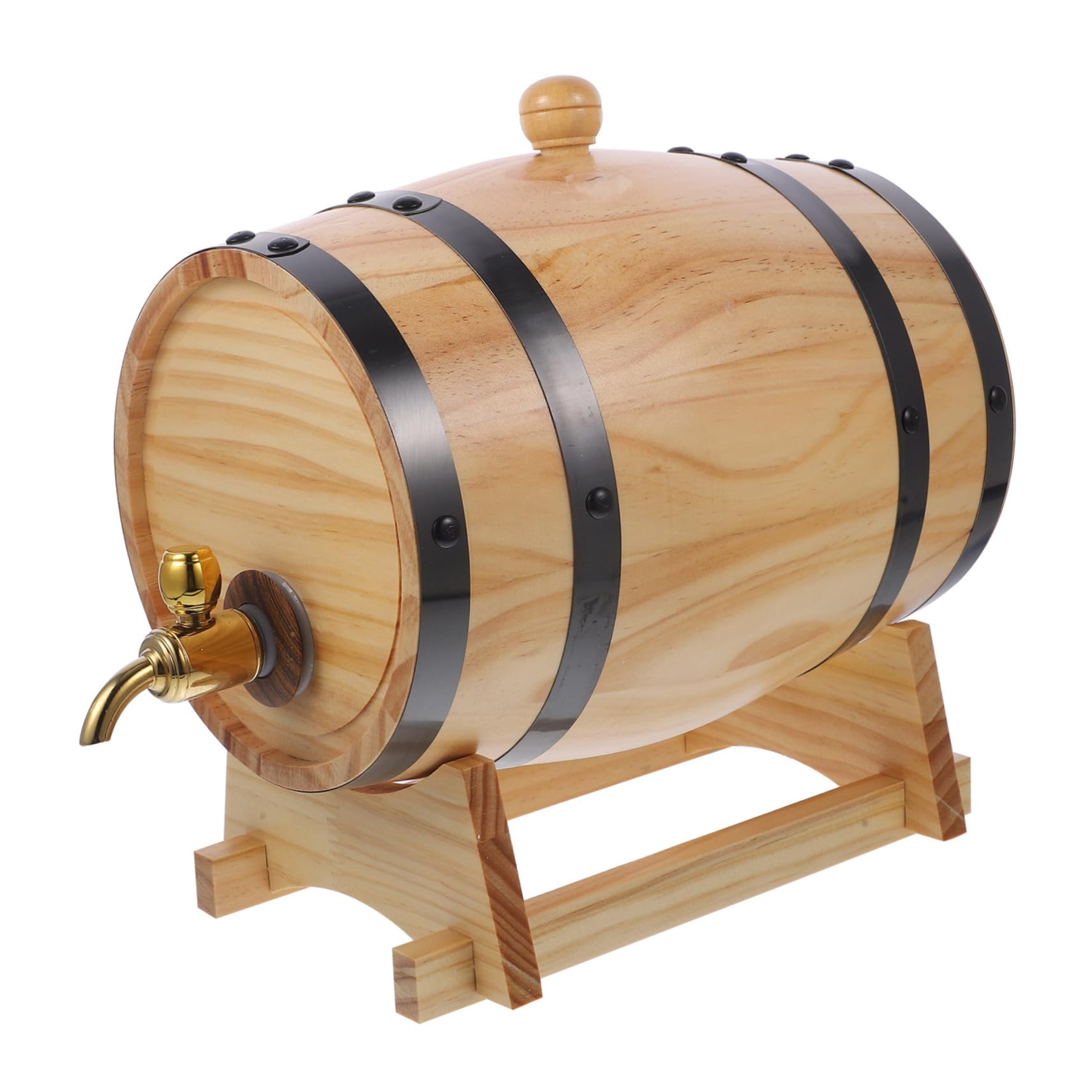 Dispenser per botte di vino in legno, 3 l, per birra e whisky, per vino, perfetto per feste e bar di casa, colore casuale