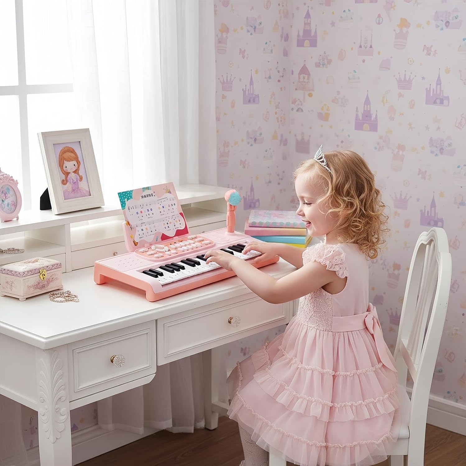 Kids Piano - 37 Key Rechargeable Musical Instrument, Toy Keyboard with Microphone, 2 Play Modes for Learning and Performance, Educational Music Tool, for Christmas Birthday