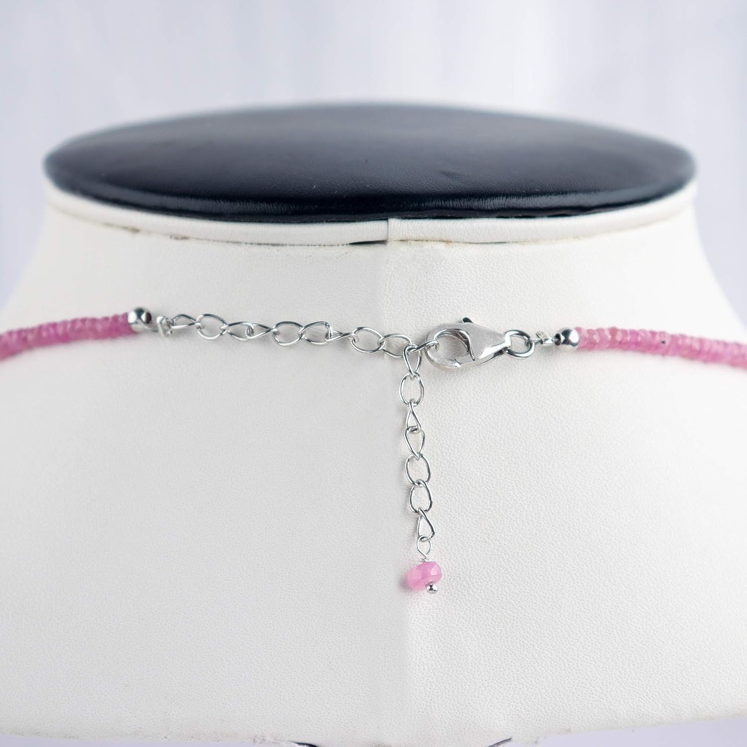 InfinityGemsArt Pink Sapphire Choker Necklaces, Natural Gemstone Beads Dainty Jewelry for Women, September Birthstone, Chakra Energy Crystals, 925 Sterling Silver Chain 18 inch, Elegant Gifts For Her - Image 4