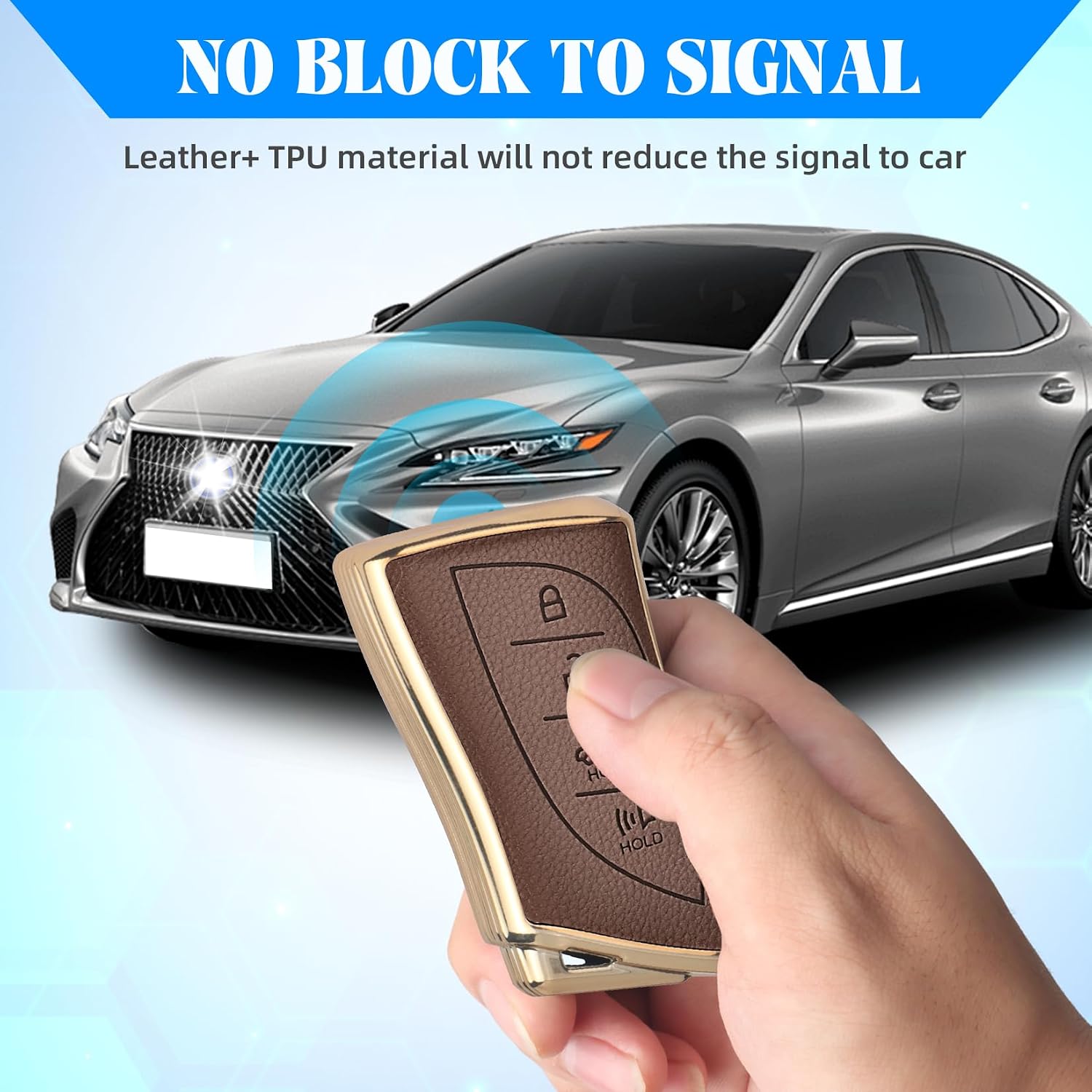 QBUC for Lexus Key Fob Cover with Keychain,Upper Leather + Soft TPU Car Key Case Shell for Lexus 2018-2025 ES350 ES300h UX200 RX350 RX450h NX300h GX460 TX550 LX600 LS500 LC500h,4 Buttons(Brown)