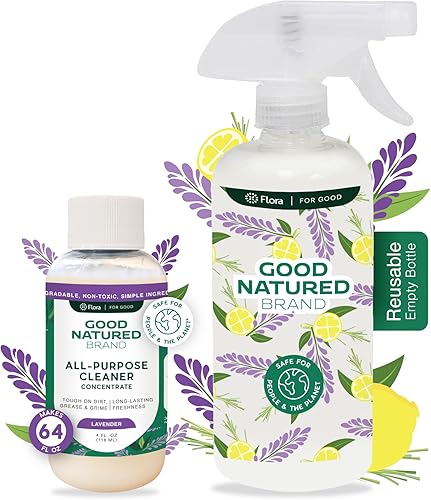 Good Natured Brand Limpiador concentrado multiusos + botella de 16 onzas  Limpiador biodegradable multisuperficie  Aceite esencial de limón natural