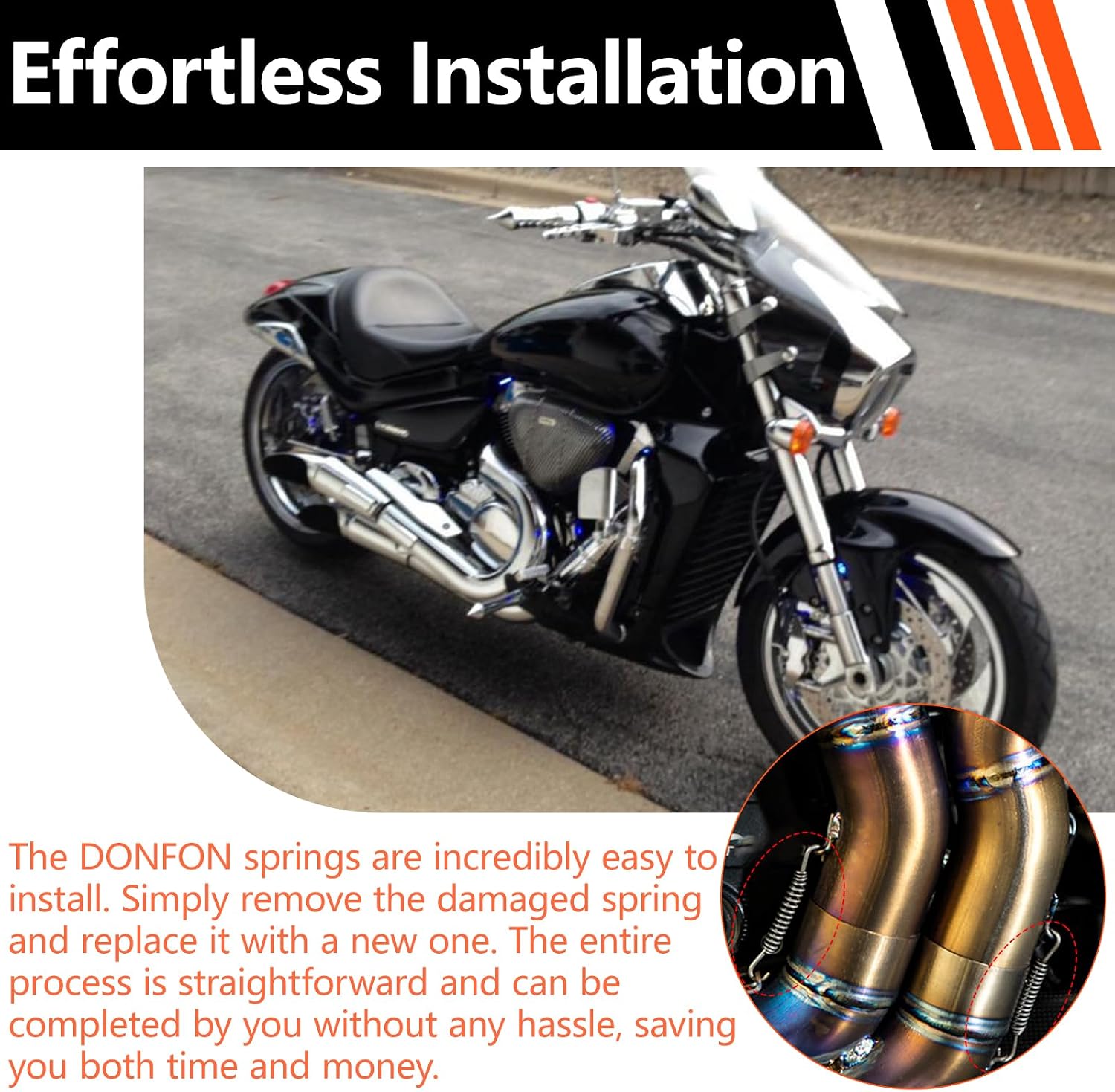 11396 Exhaust Spring 70mm 4-Stroke for KLR Lexx Max Exhaust | Exhaust Rotary Spring Worked for KLR Lexx Max Exhaust Muffler - 2-Piece Set