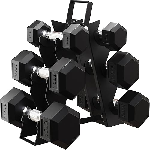 BalanceFrom Premium Rubber Encased Hex Dumbbell Sets, 46LBS Set, 60LBS Set, 100LBS Set