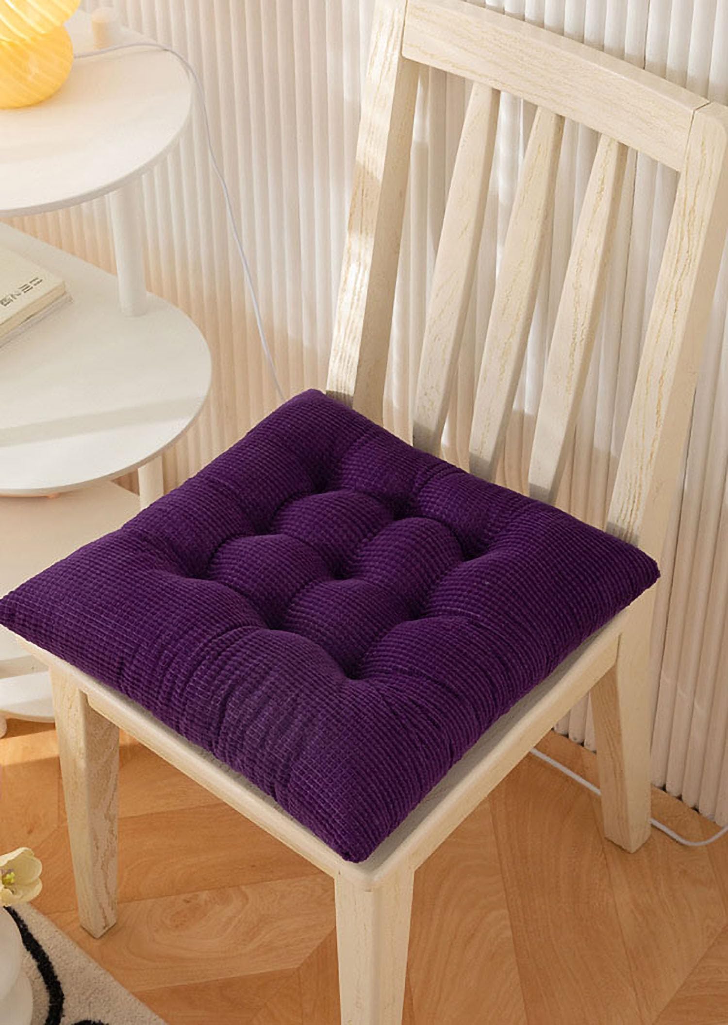 Almohadillas de pana de felpa para silla, cojines de asiento cuadrados con acabado premium