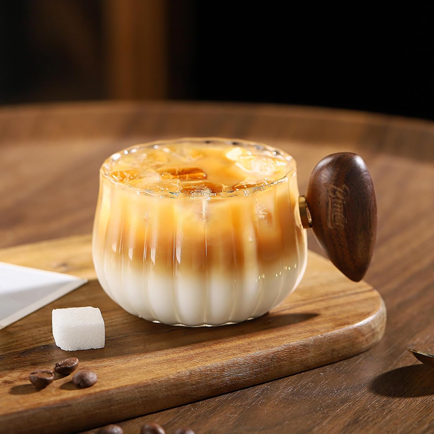 Bincoo Iced Coffee Cups Set of 2,Clear Glass Coffee Mug Set Latte Glasses,250ml Cappuccino Mugs Espresso Coffee Cups with Handle - Image 2