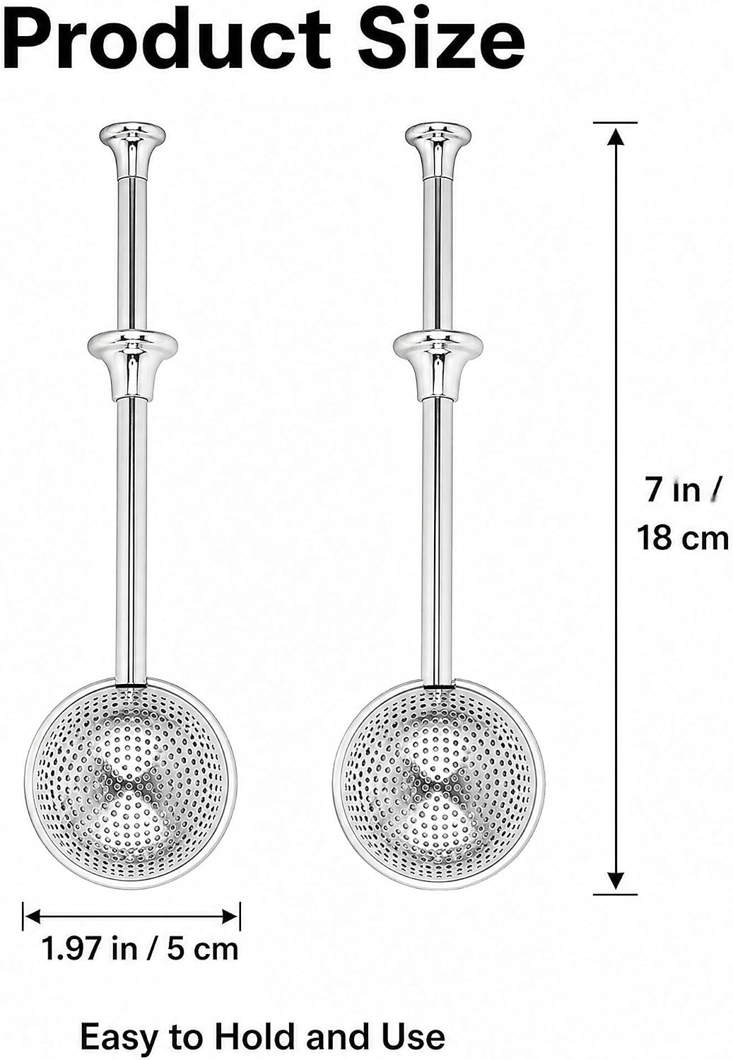 2 Pack Stainless Steel Flour Dusters with Spring Handles for Baking