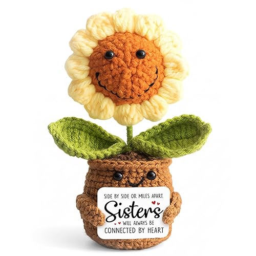 Christmas Sister Gifts from Sister, Positive Sunflower Crochet, Emotional Support