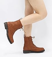 Vista 5 de Vepose Botines de combate 25 para mujer con cordones y cremallera interior de media pantorrilla para mujer